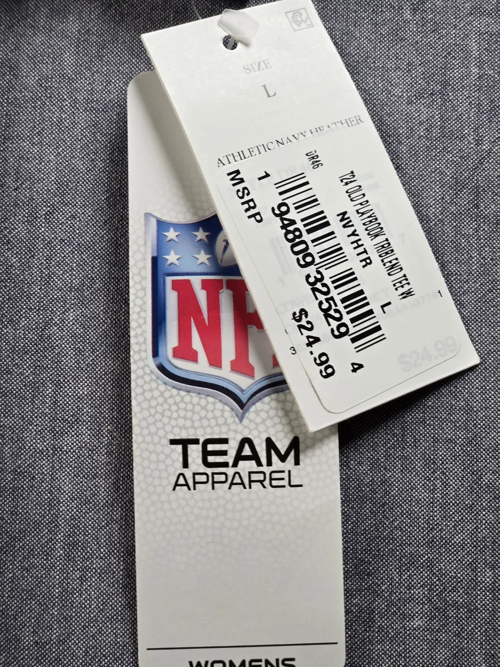 NFL Women's Navy Heather Crewneck Shirt - Picture 7 of 8